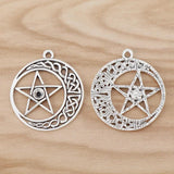 10 Silver Celtic Knot Pentagram Charms for Necklace Making 30x30mm