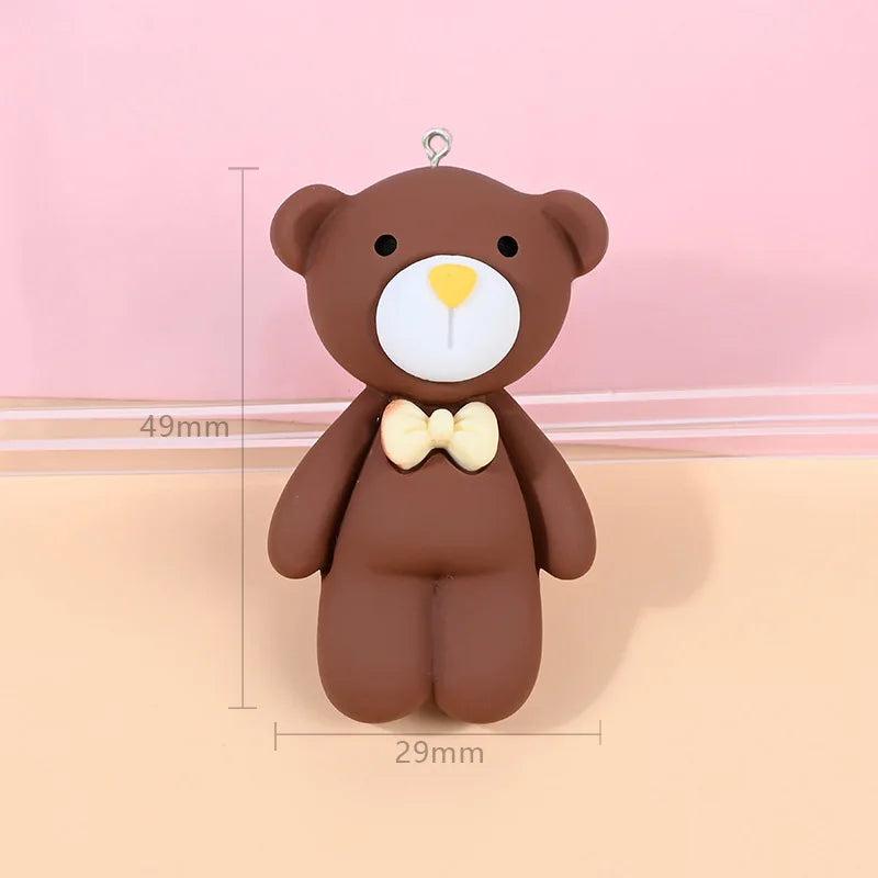 6Pcs Bow Bear Resin Charms for DIY Jewelry Making