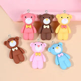 6Pcs Bow Bear Resin Charms for DIY Jewelry Making