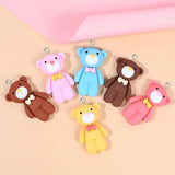 6Pcs Bow Bear Resin Charms for DIY Jewelry Making