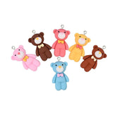 6Pcs Bow Bear Resin Charms for DIY Jewelry Making