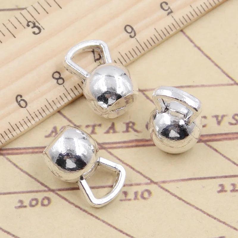 10pcs Fitness Dumbbells Tibetan Silver Pendants DIY Craft