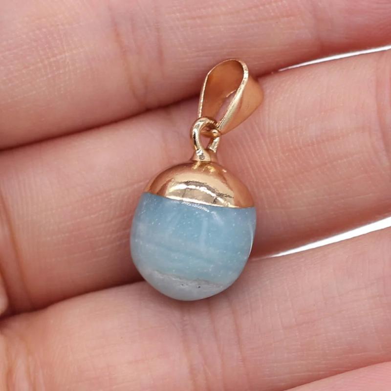 5pcs Natural Stone Bean Shape Pendant for DIY Jewelry Making