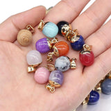 5pcs Natural Stone Bean Shape Pendant for DIY Jewelry Making
