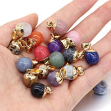 5pcs Natural Stone Bean Shape Pendant for DIY Jewelry Making