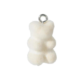 10pcs Colorful Bear Velvet Charms Resin Pendant DIY Necklace Keychain 21*11mm