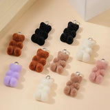 10pcs Colorful Bear Velvet Charms Resin Pendant DIY Necklace Keychain 21*11mm
