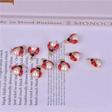 5pcs Pearl Ladybug Charm for Jewelry Making Findings DIY