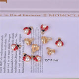 5pcs Pearl Ladybug Charm for Jewelry Making Findings DIY