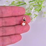 5pcs Pearl Ladybug Charm for Jewelry Making Findings DIY