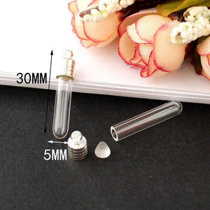 10PCS 5MM Glass Vials With Metal Cap Name On Rice Rice Pendant Wishing