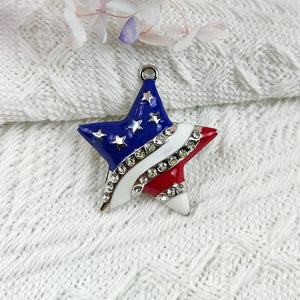 10pcs Pentagram Heart America Flag Metal Charms for Jewelry Making