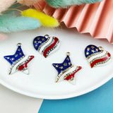 10pcs Pentagram Heart America Flag Metal Charms for Jewelry Making