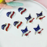 10pcs Pentagram Heart America Flag Metal Charms for Jewelry Making