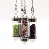 Hexagon Aquamarine Quartz Pendant 7 Chakra Gem Beads
