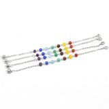 Hexagon Aquamarine Quartz Pendant 7 Chakra Gem Beads