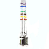 Hexagon Aquamarine Quartz Pendant 7 Chakra Gem Beads