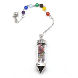 Hexagon Aquamarine Quartz Pendant 7 Chakra Gem Beads