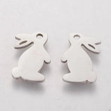 10pcs 201 Stainless Steel Bunny Pendants Easter Theme DIY Jewelry Making