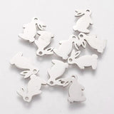 10pcs 201 Stainless Steel Bunny Pendants Easter Theme DIY Jewelry Making