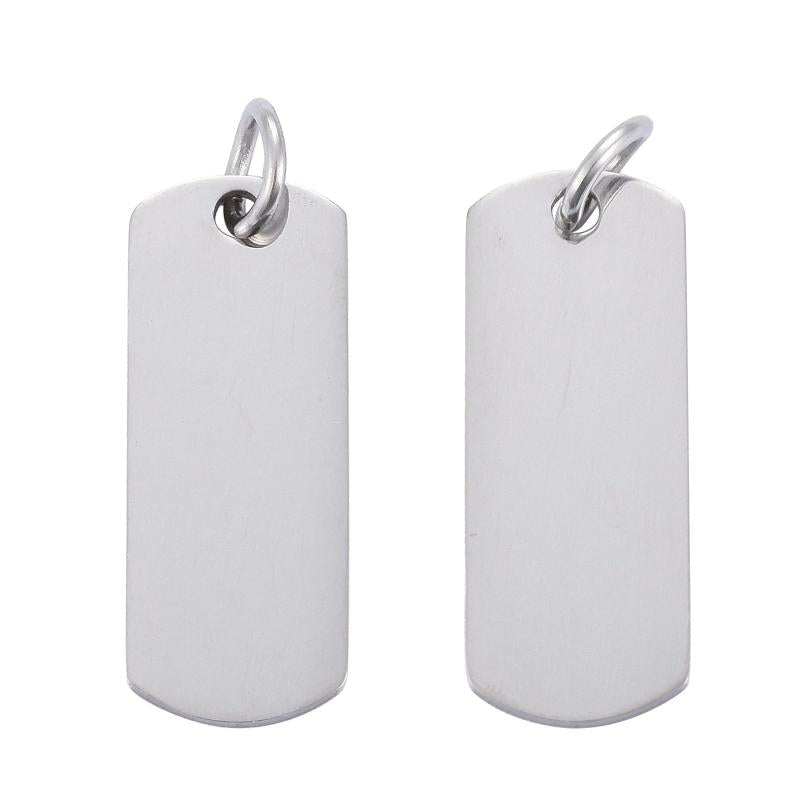 10 Pcs Stainless Steel Rectangle Charms Pendants for DIY Jewelry Making
