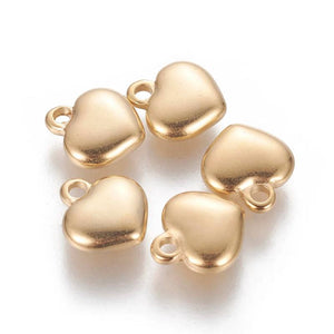 10pcs 304 Stainless Steel Puffed Heart Charms Pendant 10x9.5x3mm