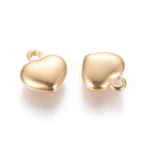 10pcs 304 Stainless Steel Puffed Heart Charms Pendant 10x9.5x3mm