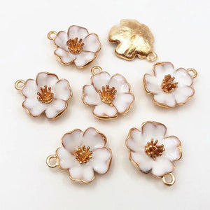 10Pc DIY Enamel Flower Charms 19*22.5mm Metal Filigree Jewelry Making Crafts