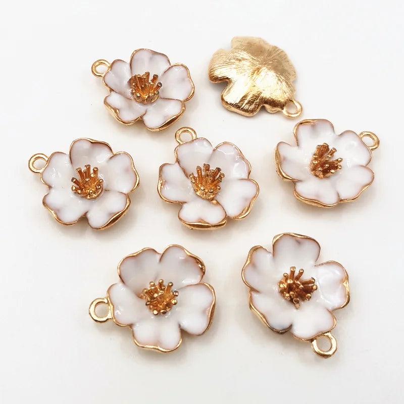 10Pc DIY Enamel Flower Charms 19*22.5mm Metal Filigree Jewelry Making Crafts
