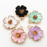 10Pc DIY Enamel Flower Charms 19*22.5mm Metal Filigree Jewelry Making Crafts