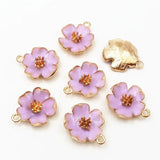10Pc DIY Enamel Flower Charms 19*22.5mm Metal Filigree Jewelry Making Crafts