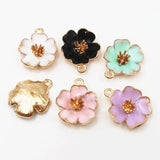 10Pc DIY Enamel Flower Charms 19*22.5mm Metal Filigree Jewelry Making Crafts