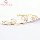 6PCS 40x13MM 24K Champagne Plated Brass Flower Vine Charms