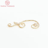 6PCS 40x13MM 24K Champagne Plated Brass Flower Vine Charms
