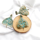 2pcs Verdigris Patina Heart Leaf Charms Tribal Totem Pendant