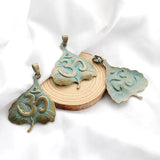 2pcs Verdigris Patina Heart Leaf Charms Tribal Totem Pendant