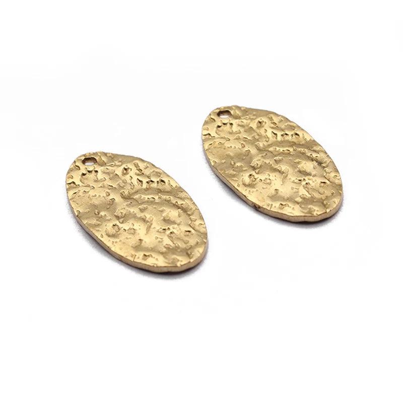 20pcs Raw Brass Hammered Oval Charms Pendant for DIY Jewelry Making