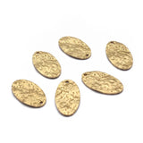 20pcs Raw Brass Hammered Oval Charms Pendant for DIY Jewelry Making