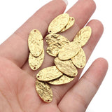 20pcs Raw Brass Hammered Oval Charms Pendant for DIY Jewelry Making