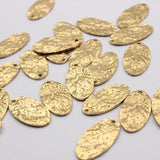 20pcs Raw Brass Hammered Oval Charms Pendant for DIY Jewelry Making