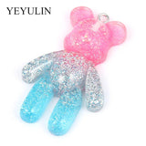 10pcs Resin Bear Gradient Charms Pendant Necklace Bracelet DIY Jewelry Making