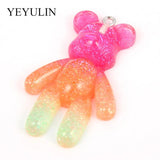 10pcs Resin Bear Gradient Charms Pendant Necklace Bracelet DIY Jewelry Making