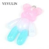 10pcs Resin Bear Gradient Charms Pendant Necklace Bracelet DIY Jewelry Making