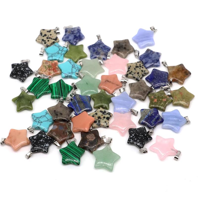 20mm Natural Stone Star Shape Pendant Healing Crystal DIY Jewelry Making
