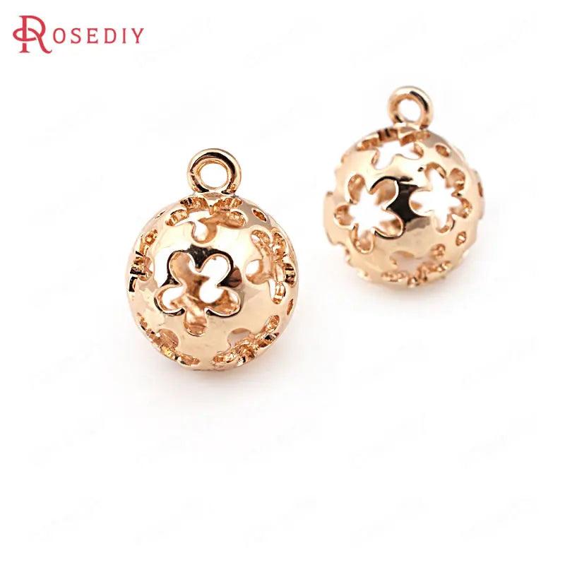 10PCS 12MM Champagne Brass Plum Flower Charms Pendants DIY Jewelry