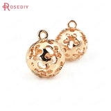 10PCS 12MM Champagne Brass Plum Flower Charms Pendants DIY Jewelry