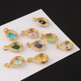 2pcs Copper Clad Water Drop Zircon Pendant Diy Necklace Charms