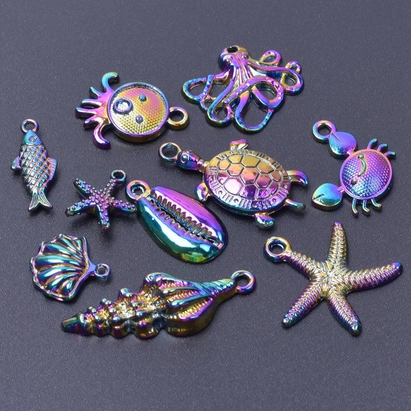 10pcs Ocean Shell Octopus Starfish Charms Pendant for Necklace Making