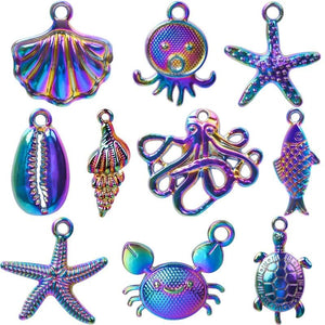 10pcs Ocean Shell Octopus Starfish Charms Pendant for Necklace Making