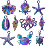 10pcs Ocean Shell Octopus Starfish Charms Pendant for Necklace Making